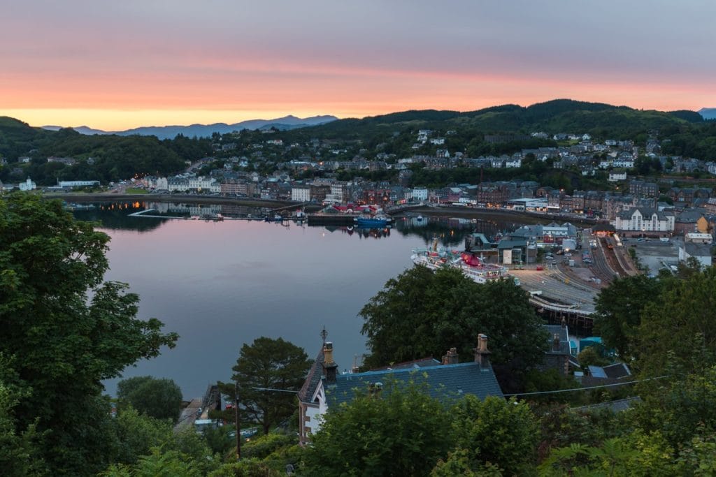 The port of Oban Scotland early evening