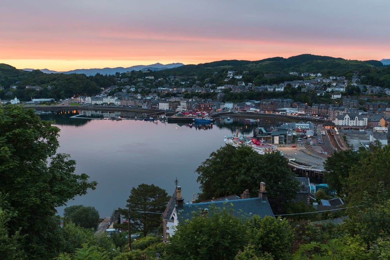 The port of Oban Scotland early evening