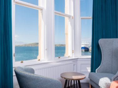 double room with windows overlooking harbour