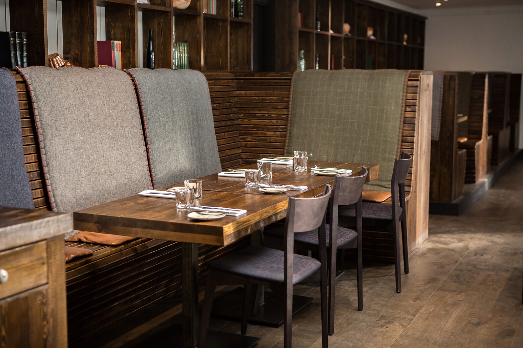 dining benches and booths at The Bosville Hotel